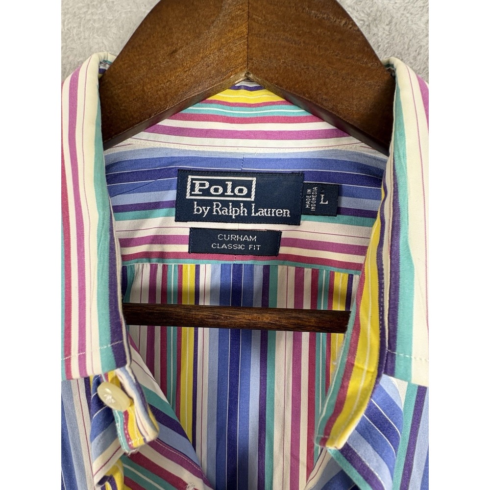 Polo Ralph Lauren Shirt Mens‎ Large Striped Colorful Long Sleeve Button Down - Picture 4 of 10